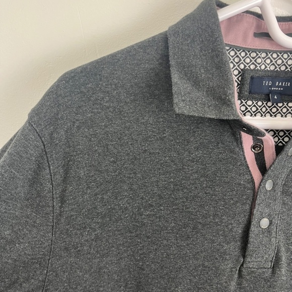 Ted Baker London Grey Polo Shirt w/ Pink Strip Trim - Picture 6 of 11